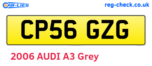 CP56GZG are the vehicle registration plates.