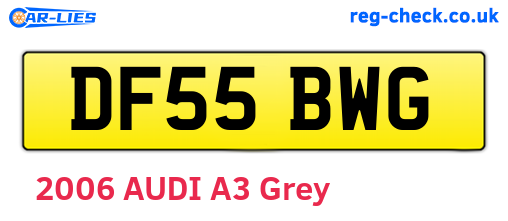DF55BWG are the vehicle registration plates.