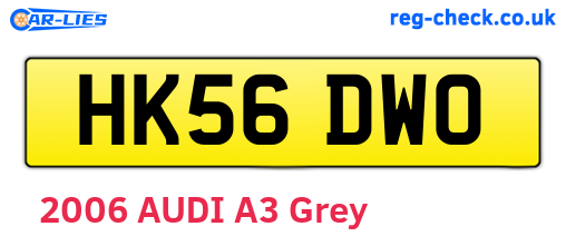 HK56DWO are the vehicle registration plates.