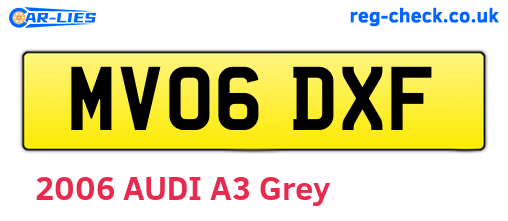 MV06DXF are the vehicle registration plates.