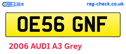 OE56GNF are the vehicle registration plates.