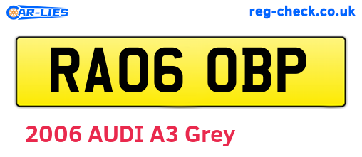 RA06OBP are the vehicle registration plates.
