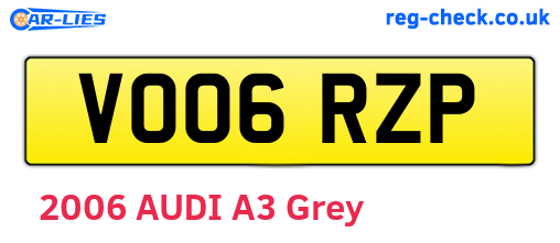 VO06RZP are the vehicle registration plates.