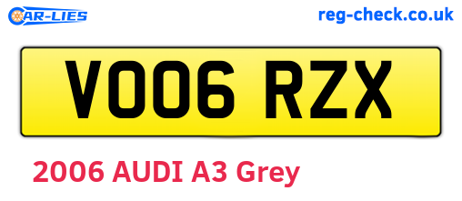 VO06RZX are the vehicle registration plates.