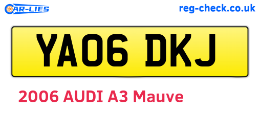 YA06DKJ are the vehicle registration plates.
