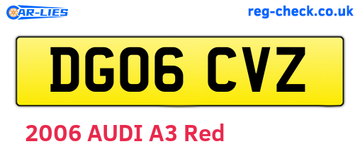 DG06CVZ are the vehicle registration plates.