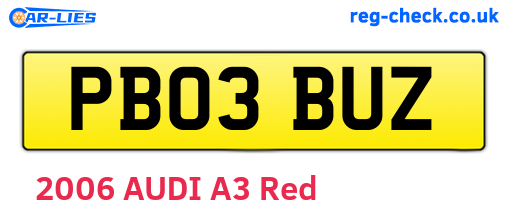 PB03BUZ are the vehicle registration plates.