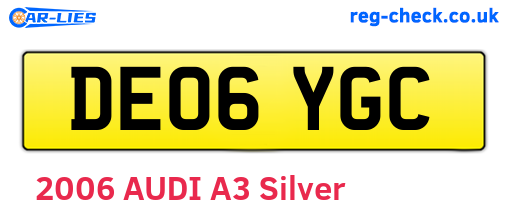 DE06YGC are the vehicle registration plates.
