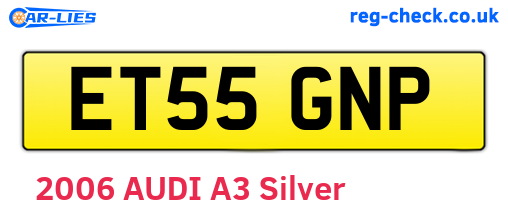 ET55GNP are the vehicle registration plates.