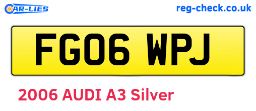 FG06WPJ are the vehicle registration plates.