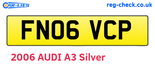 FN06VCP are the vehicle registration plates.