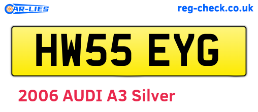 HW55EYG are the vehicle registration plates.