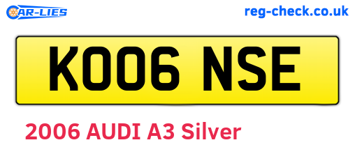 KO06NSE are the vehicle registration plates.