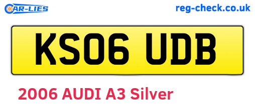 KS06UDB are the vehicle registration plates.