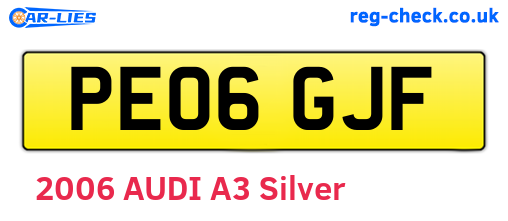 PE06GJF are the vehicle registration plates.