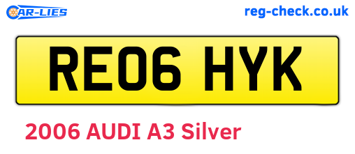 RE06HYK are the vehicle registration plates.