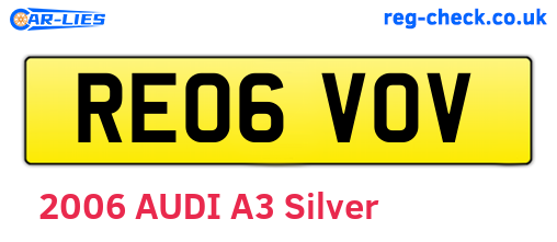 RE06VOV are the vehicle registration plates.
