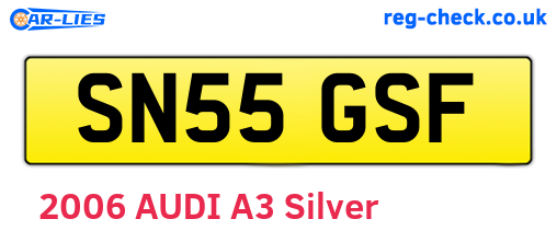 SN55GSF are the vehicle registration plates.