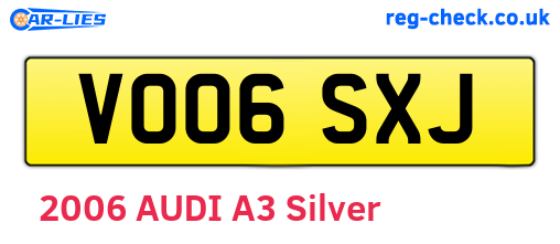 VO06SXJ are the vehicle registration plates.