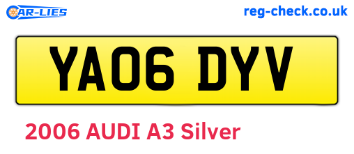 YA06DYV are the vehicle registration plates.