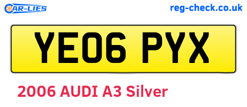 YE06PYX are the vehicle registration plates.