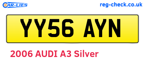 YY56AYN are the vehicle registration plates.