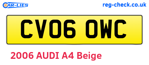 CV06OWC are the vehicle registration plates.