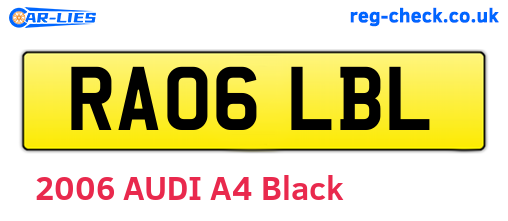 RA06LBL are the vehicle registration plates.