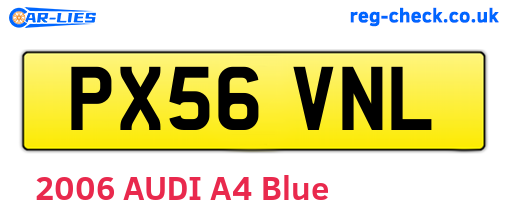 PX56VNL are the vehicle registration plates.