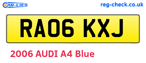 RA06KXJ are the vehicle registration plates.