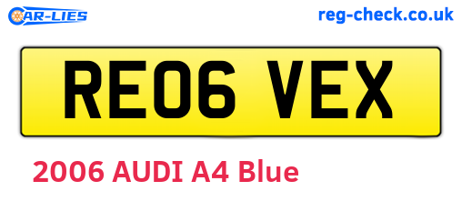 RE06VEX are the vehicle registration plates.