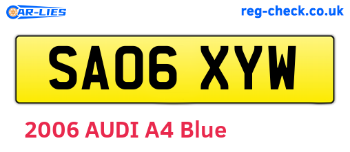 SA06XYW are the vehicle registration plates.