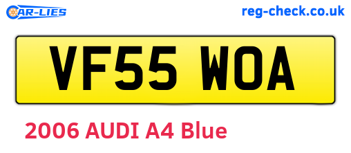VF55WOA are the vehicle registration plates.