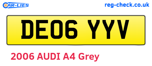 DE06YYV are the vehicle registration plates.