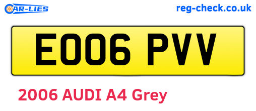 EO06PVV are the vehicle registration plates.