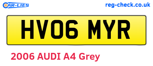 HV06MYR are the vehicle registration plates.