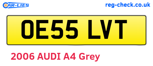 OE55LVT are the vehicle registration plates.