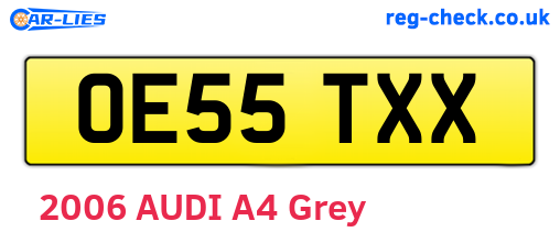 OE55TXX are the vehicle registration plates.