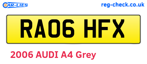 RA06HFX are the vehicle registration plates.