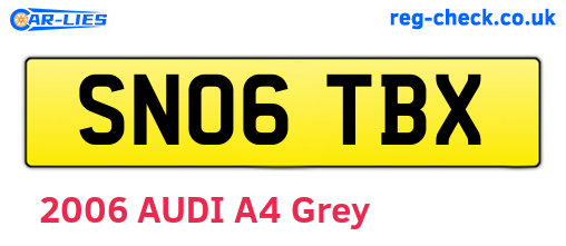 SN06TBX are the vehicle registration plates.