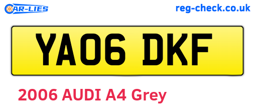 YA06DKF are the vehicle registration plates.