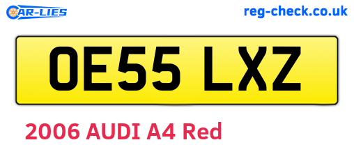 OE55LXZ are the vehicle registration plates.