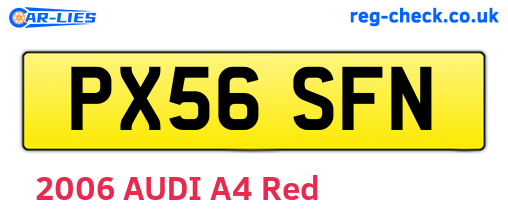 PX56SFN are the vehicle registration plates.
