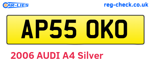 AP55OKO are the vehicle registration plates.