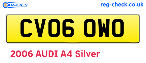 CV06OWO are the vehicle registration plates.