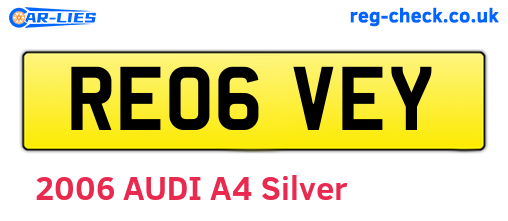 RE06VEY are the vehicle registration plates.