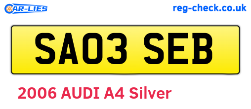 SA03SEB are the vehicle registration plates.