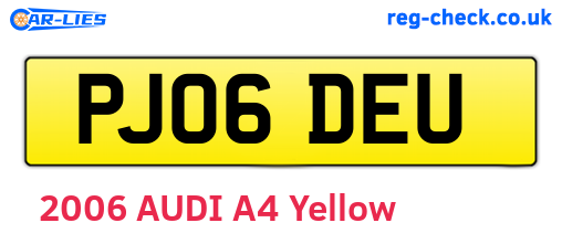 PJ06DEU are the vehicle registration plates.