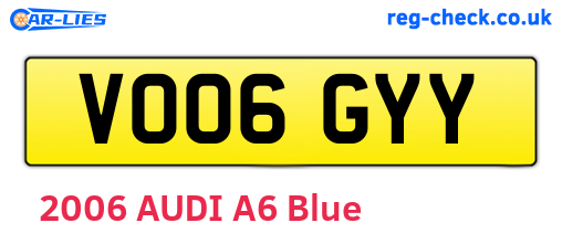 VO06GYY are the vehicle registration plates.