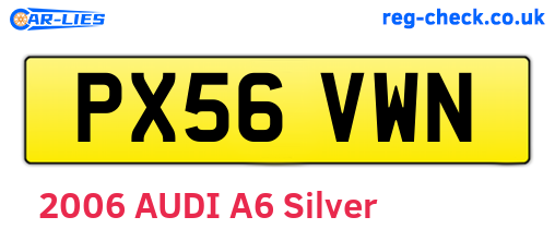 PX56VWN are the vehicle registration plates.